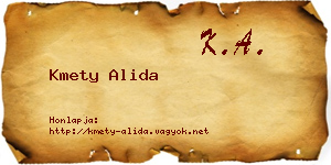 Kmety Alida névjegykártya
